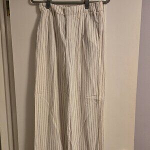 White Striped Wide Leg Palazzo Pants